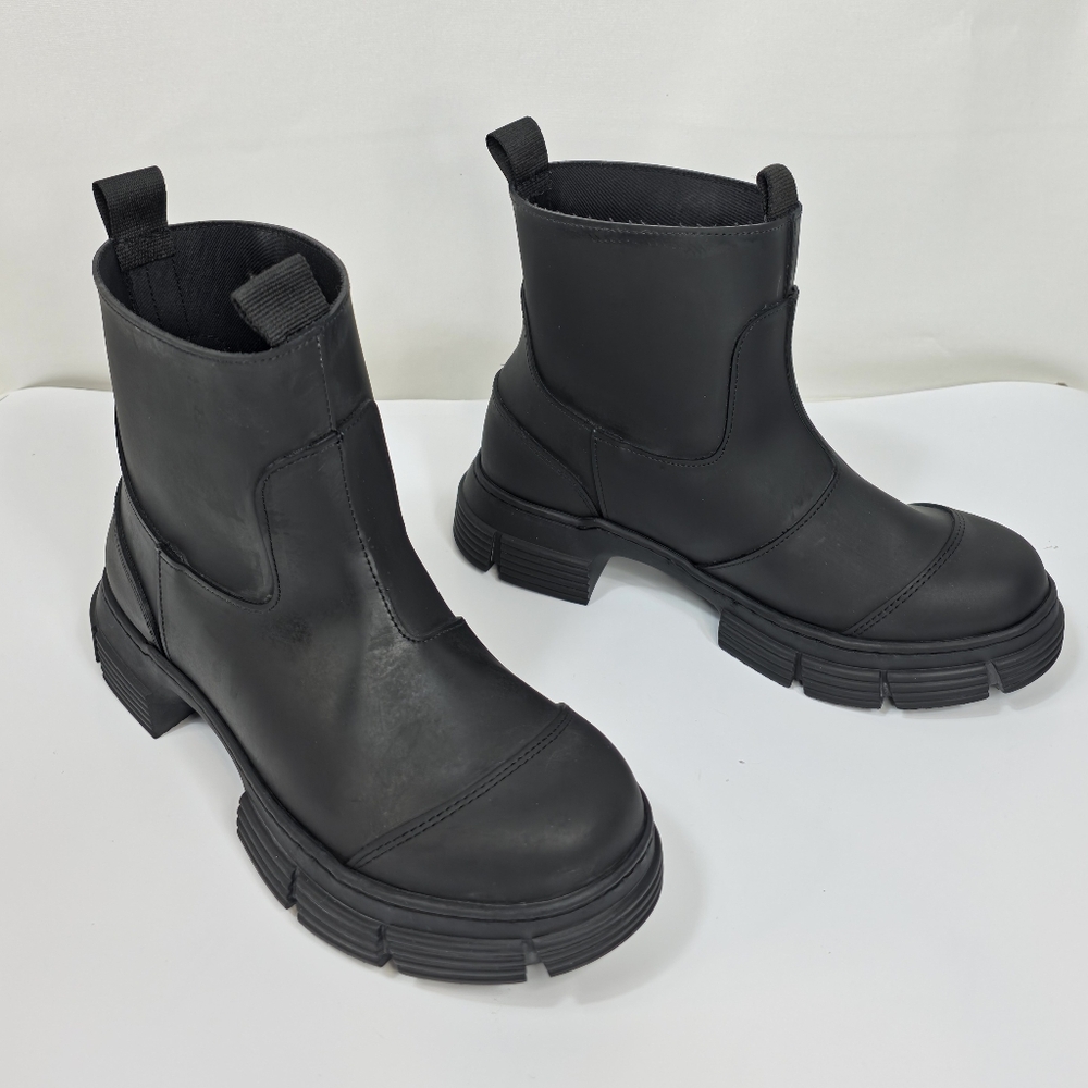 GANNI Ankle Rubber Chelsea Boots Rain Shoes Women’s Size 38 (US 8) Black